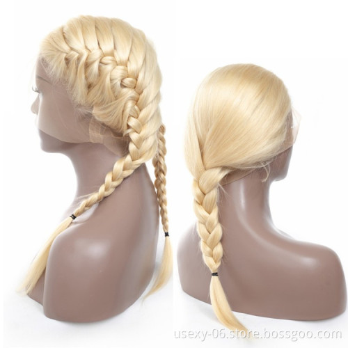 Raw wigs hd lace human hair blonde wigs wholesale remy brazilian blonde virgin human hair full lace 613 transparent lace wig
